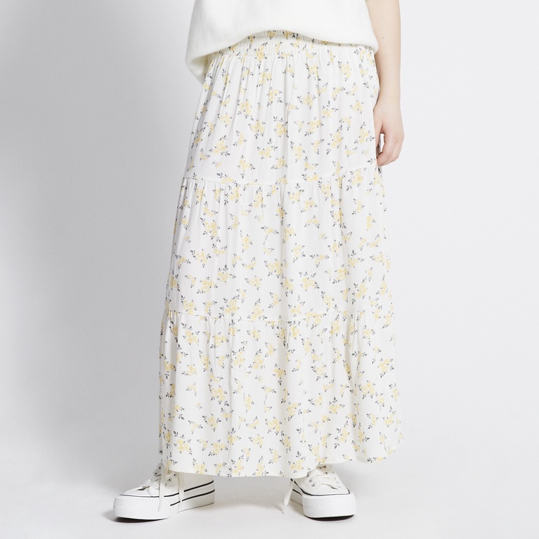 Maxi skirt "Luciana Print" Off white